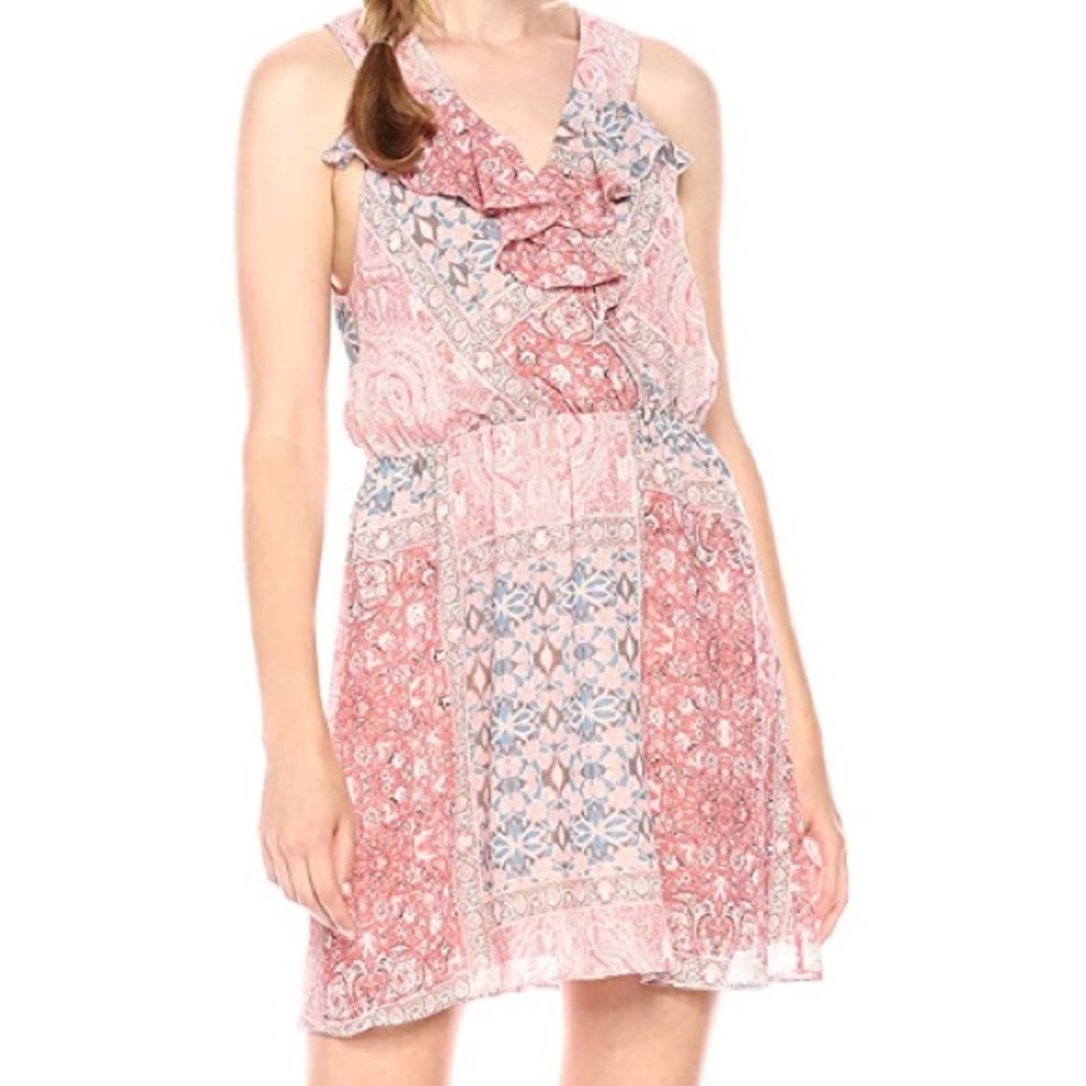 BCBG NWT Dusty Rose Multi Printed Halter Dress BCBGeneration Size Small